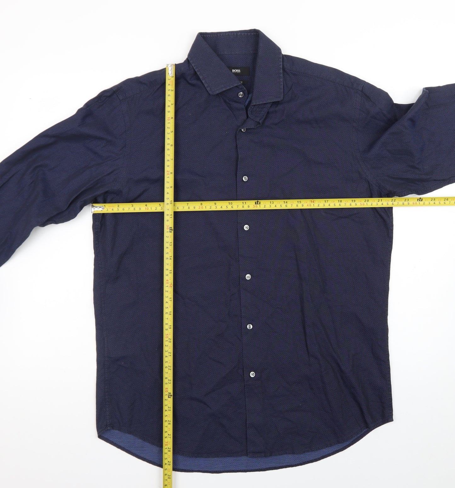 Hugo Boss Men's Blue Regular Fit Long Sleeve Button-Up Shirt Size 16.5