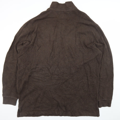 Ralph Lauren Men's Brown 2XL Half Zip Cotton Jumper