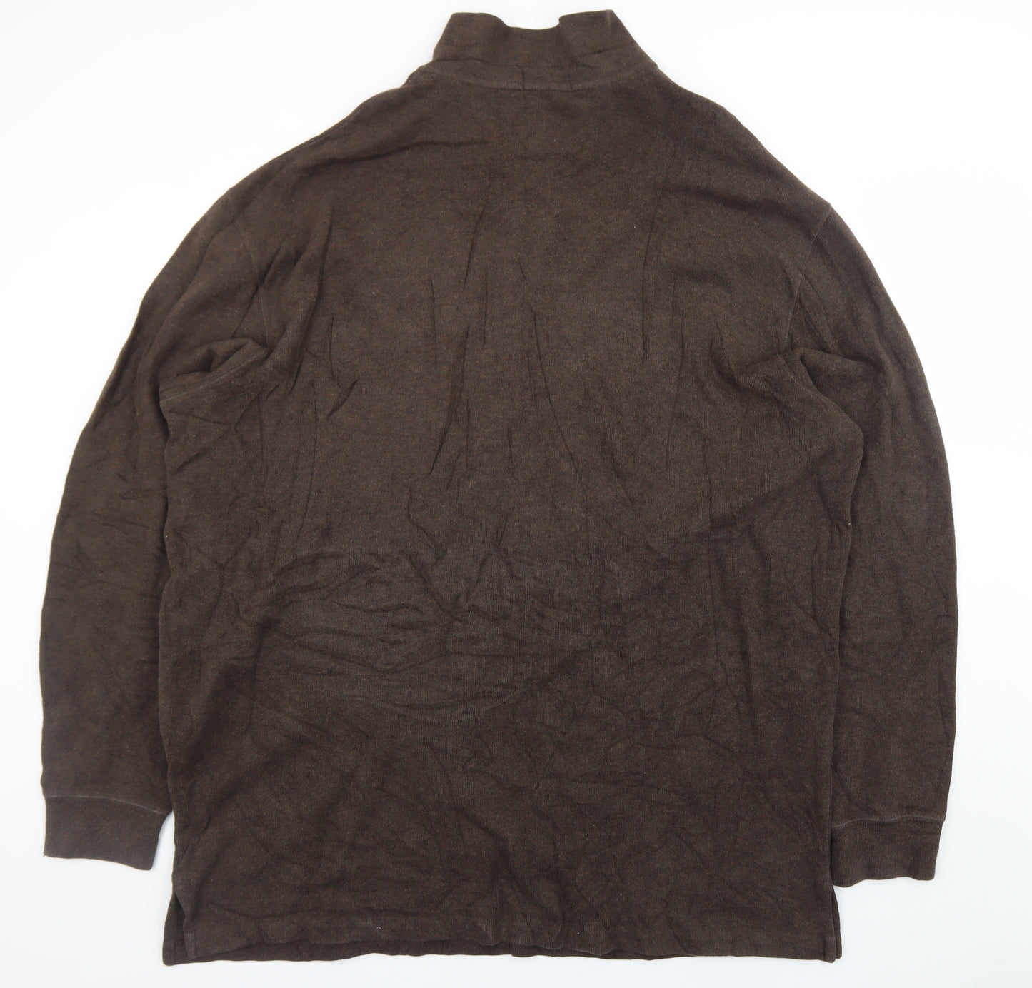Ralph Lauren Men's Brown 2XL Half Zip Cotton Jumper