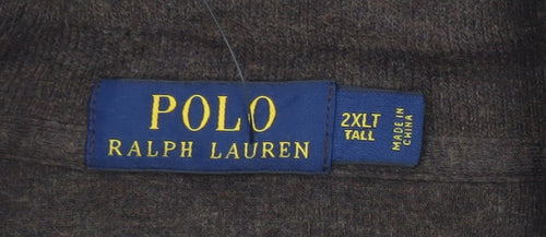 Ralph Lauren Men's Brown 2XL Half Zip Cotton Jumper