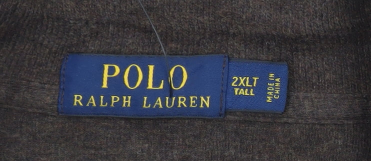 Ralph Lauren Men's Brown 2XL Half Zip Cotton Jumper