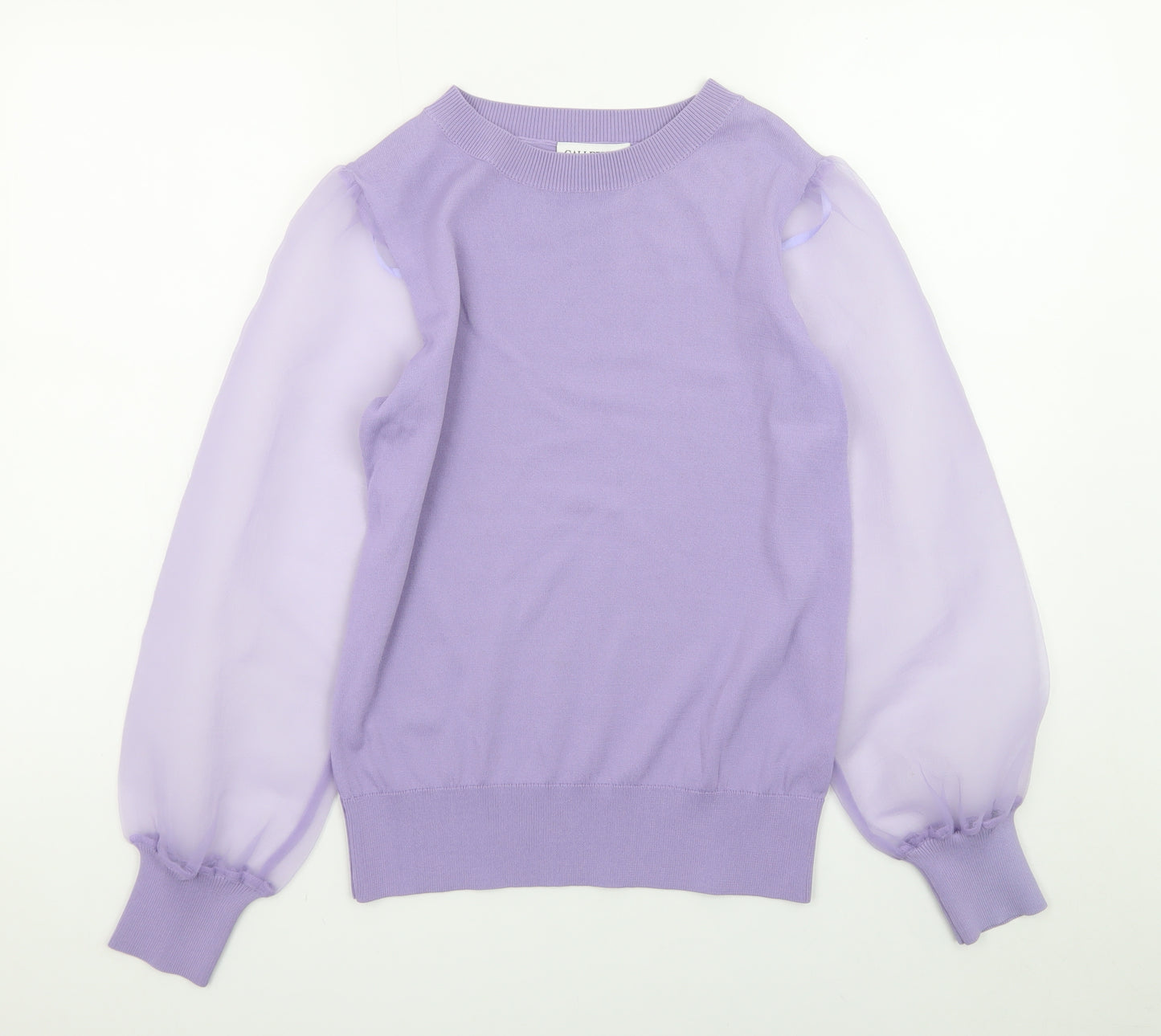 Gallery Women’s Purple Balloon Sleeve Crew Neck Pullover Jumper Size S