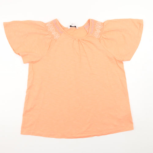 Next Women’s Orange Cotton Flutter Sleeve T-Shirt Size 16