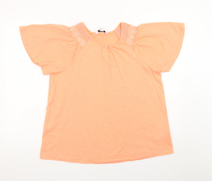 Next Women’s Orange Cotton Flutter Sleeve T-Shirt Size 16