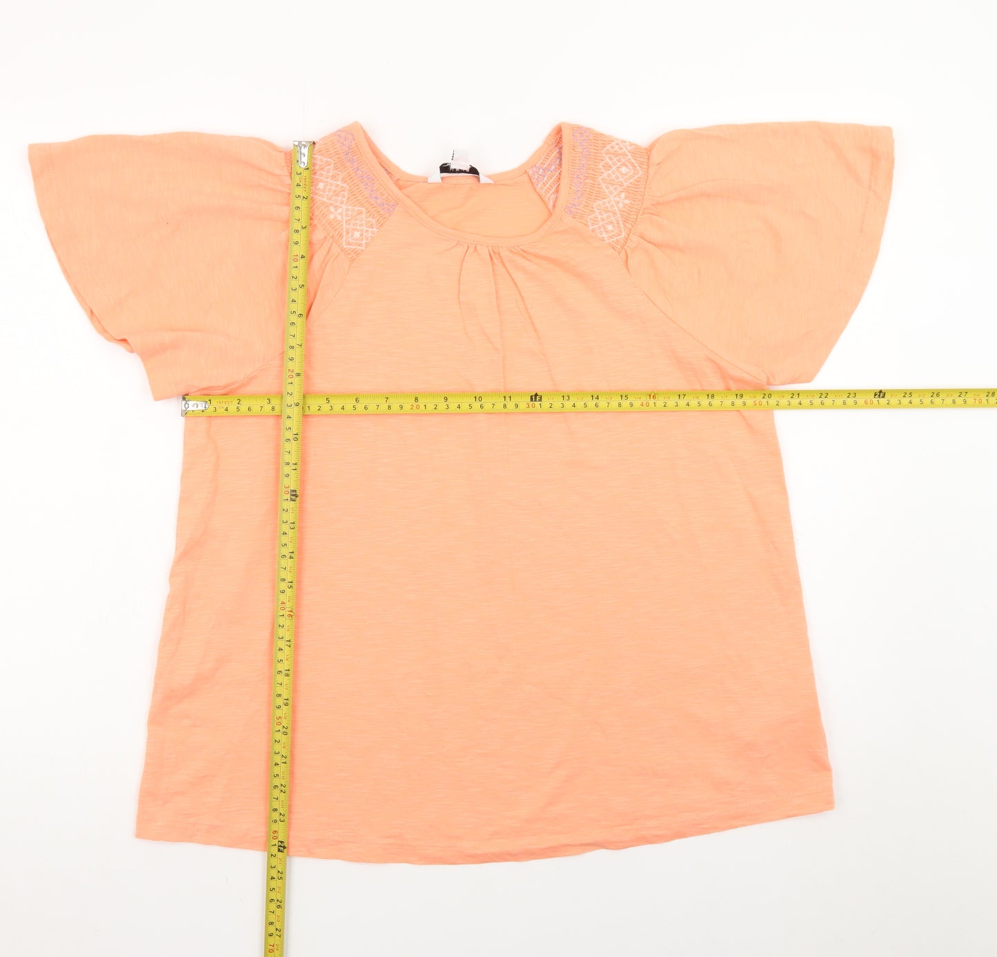 Next Women’s Orange Cotton Flutter Sleeve T-Shirt Size 16