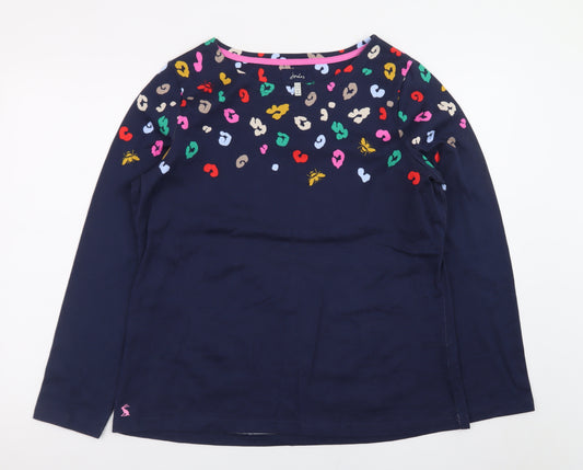 Joules Women’s Navy Long Sleeve Cotton T-Shirt UK14 Multicoloured Print