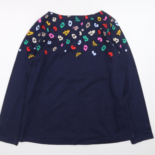 Joules Women’s Navy Long Sleeve Cotton T-Shirt UK14 Multicoloured Print