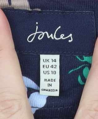 Joules Women’s Navy Long Sleeve Cotton T-Shirt UK14 Multicoloured Print