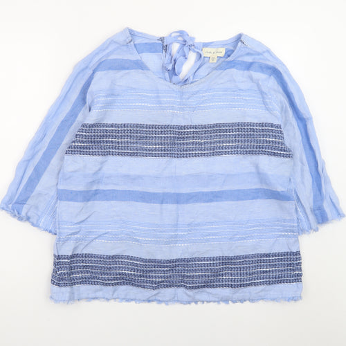 Cloth & Stone Women's Blue Striped Tunic Blouse XL Cotton