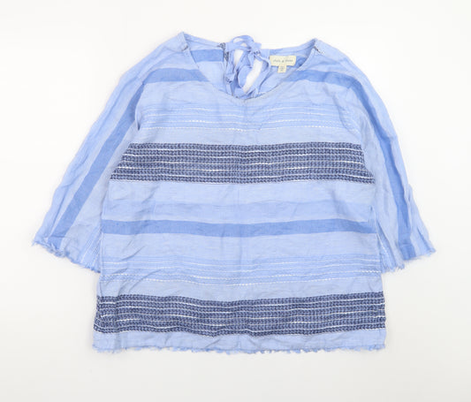 Cloth & Stone Women's Blue Striped Tunic Blouse XL Cotton