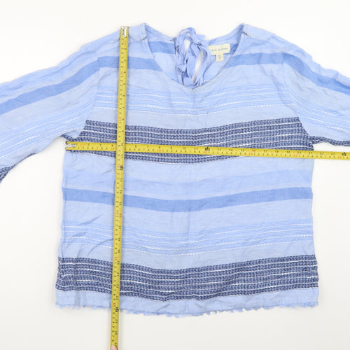 Cloth & Stone Women's Blue Striped Tunic Blouse XL Cotton