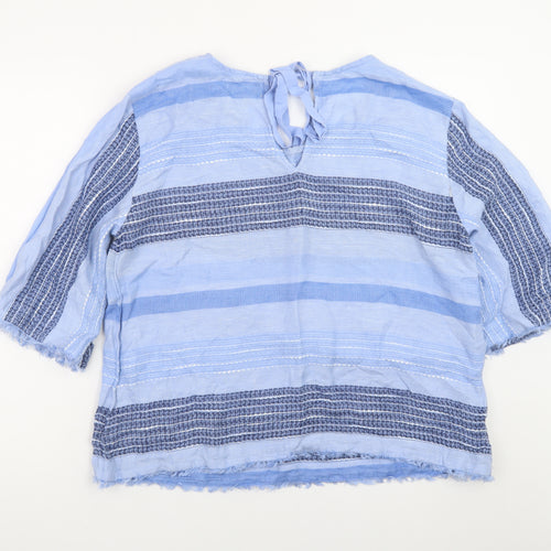 Cloth & Stone Women's Blue Striped Tunic Blouse XL Cotton