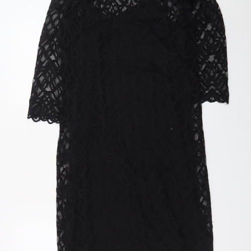 Pieces Women Black Lace Shift Knee Length Dress Size S