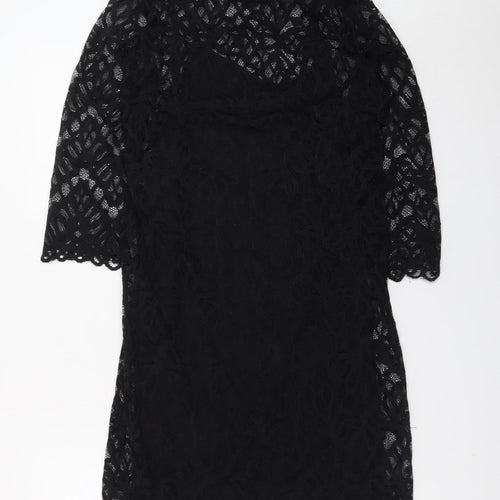 Pieces Women Black Lace Shift Knee Length Dress Size S