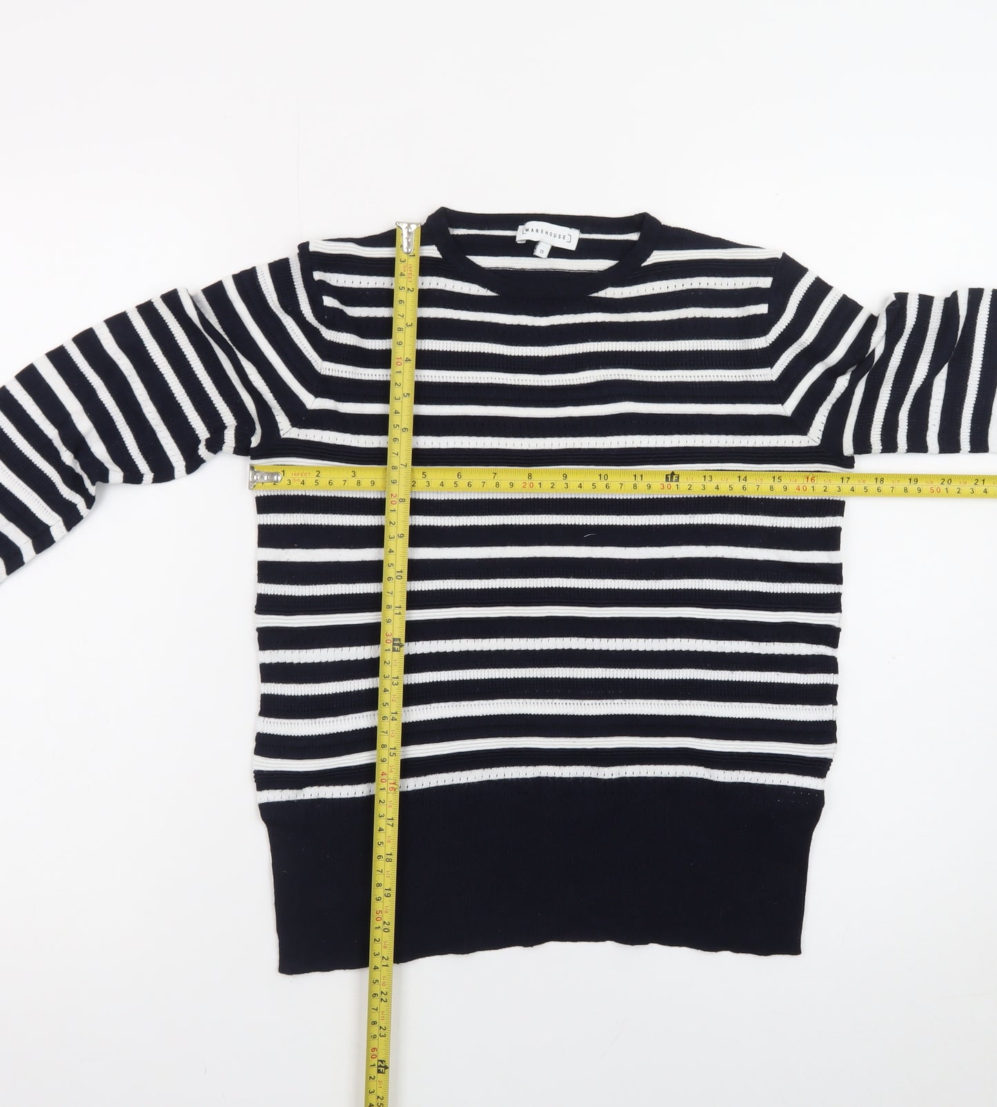 Warehouse Women’s Black & White Striped Knit Jumper Size 12