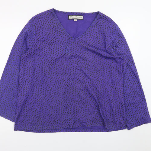 Paco Boutique Women Purple 16 V-Neck Cotton Long Sleeve Top