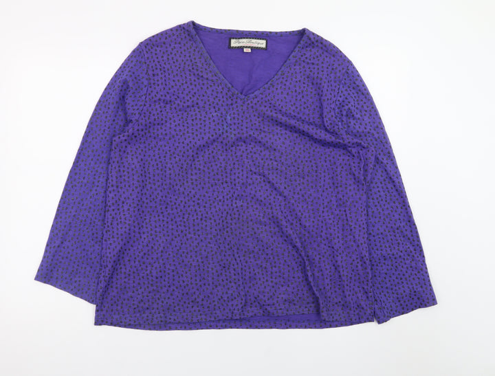 Paco Boutique Women Purple 16 V-Neck Cotton Long Sleeve Top