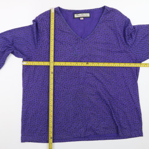 Paco Boutique Women Purple 16 V-Neck Cotton Long Sleeve Top