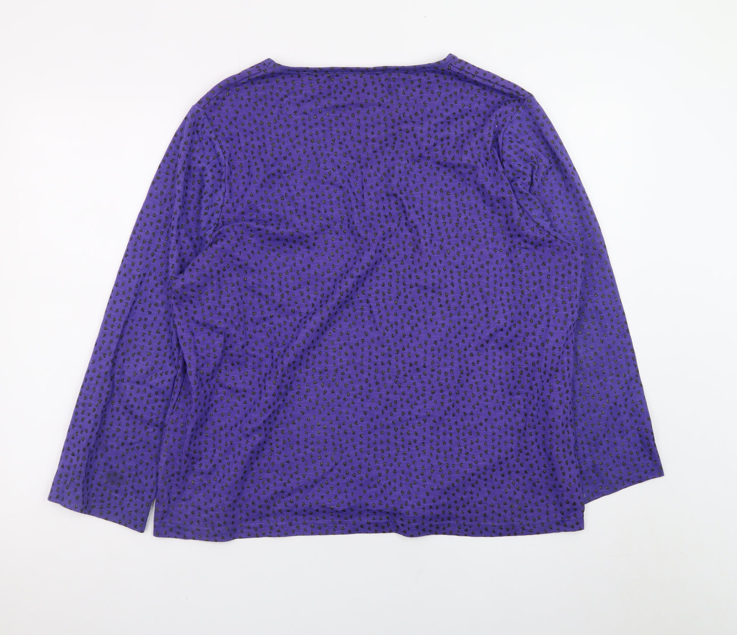 Paco Boutique Women Purple 16 V-Neck Cotton Long Sleeve Top