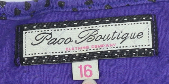 Paco Boutique Women Purple 16 V-Neck Cotton Long Sleeve Top