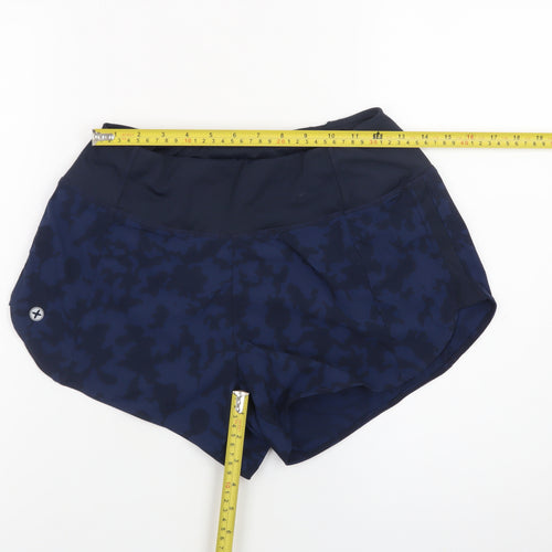 Gym+Coffee Women Blue Camo Running Shorts S Activewear