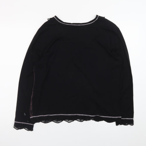 GOLD Womens Black Embroidered Floral Tunic Top Size 16 Viscose Blend