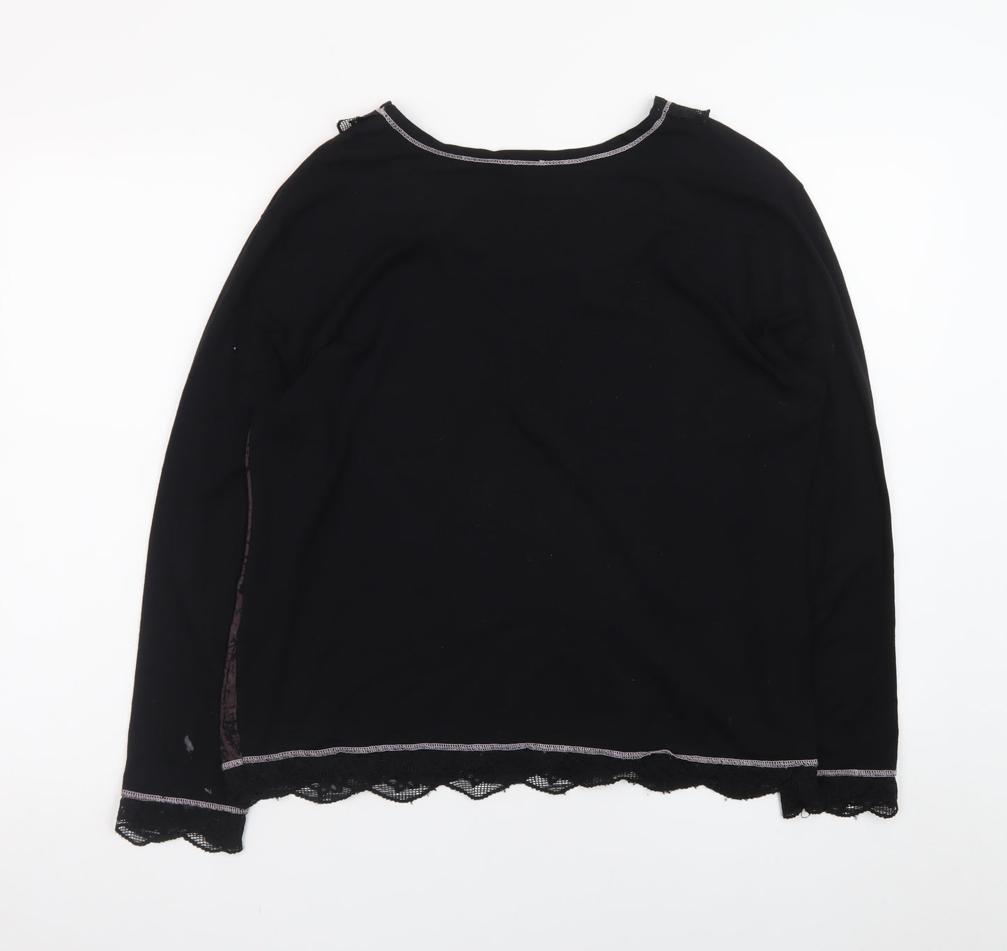 GOLD Womens Black Embroidered Floral Tunic Top Size 16 Viscose Blend