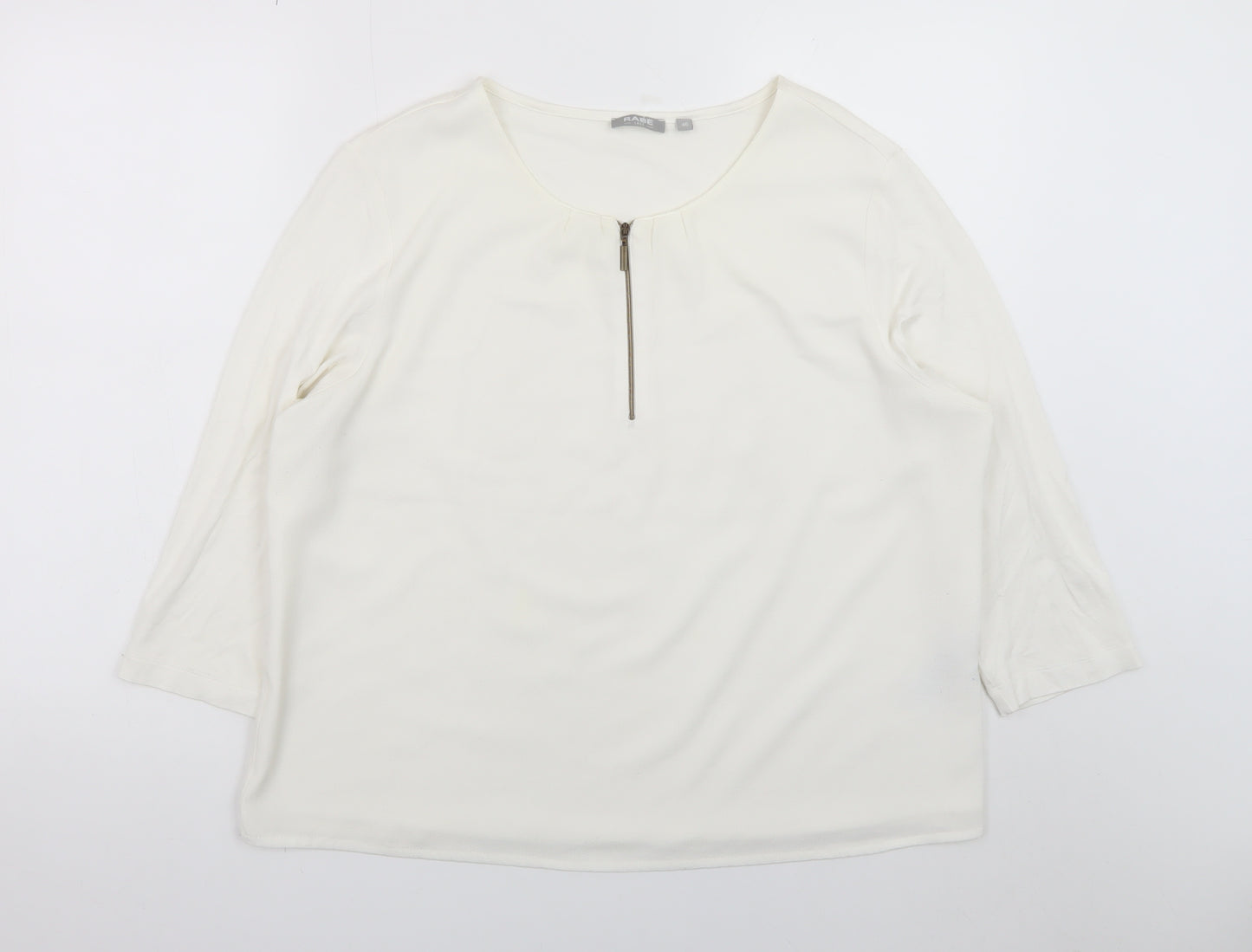 Rabe Women's Ivory 3/4 Sleeve Zip Neck Blouse Size 18