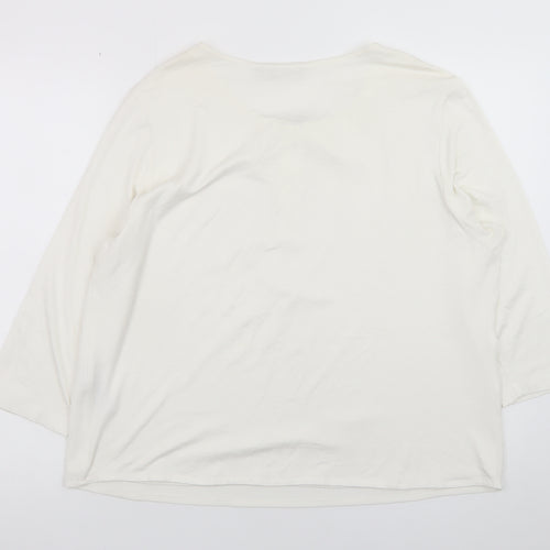 Rabe Women's Ivory 3/4 Sleeve Zip Neck Blouse Size 18