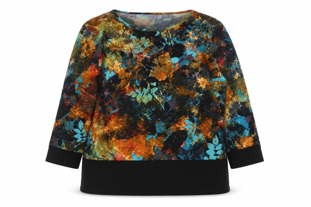 Front view of Just Elegance Women's Multicoloured Floral Tunic Blouse, size 16