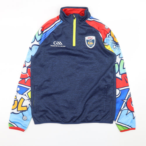 Masita Teens Blue 1/4 Zip Sports Sweatshirt with Graphic Sleeves