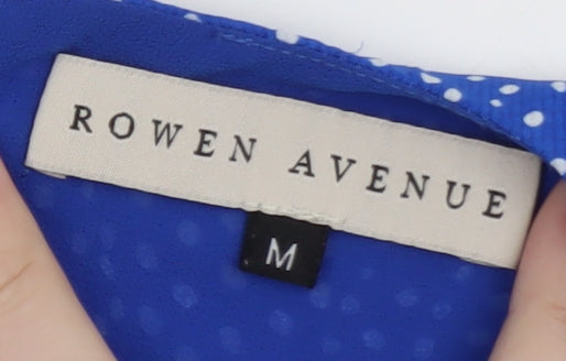 Rowen Avenue Women Blue Polka Dot A-Line Dress M Long Sleeve