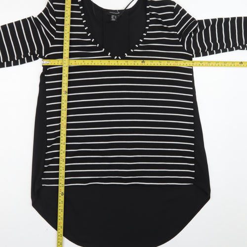 Atmosphere Women’s Black Striped Long Sleeve V-Neck T-Shirt Size 12