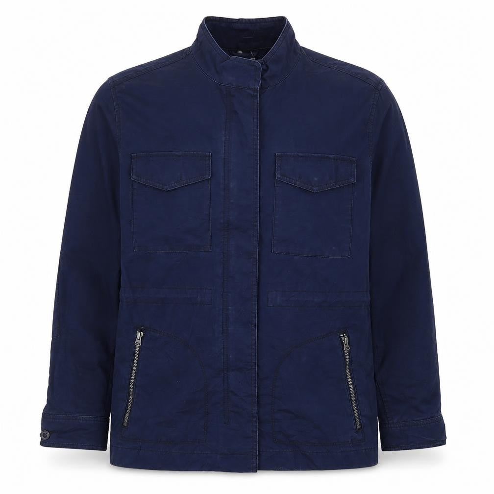 Front view of Gap Men's Blue Cotton Military Jacket L Regular Fit