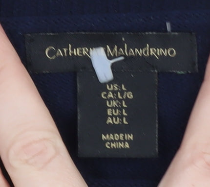 Catherine Malandrino Women Navy Stripe Boat Neck Cotton Jumper UK L