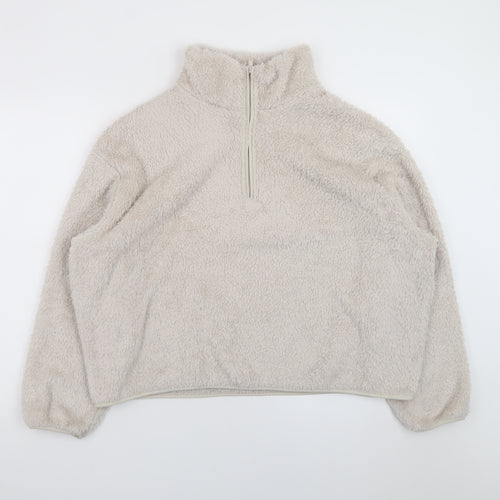 H&M Womens Beige Half Zip Fleece Sweatshirt Size M