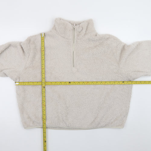 H&M Womens Beige Half Zip Fleece Sweatshirt Size M