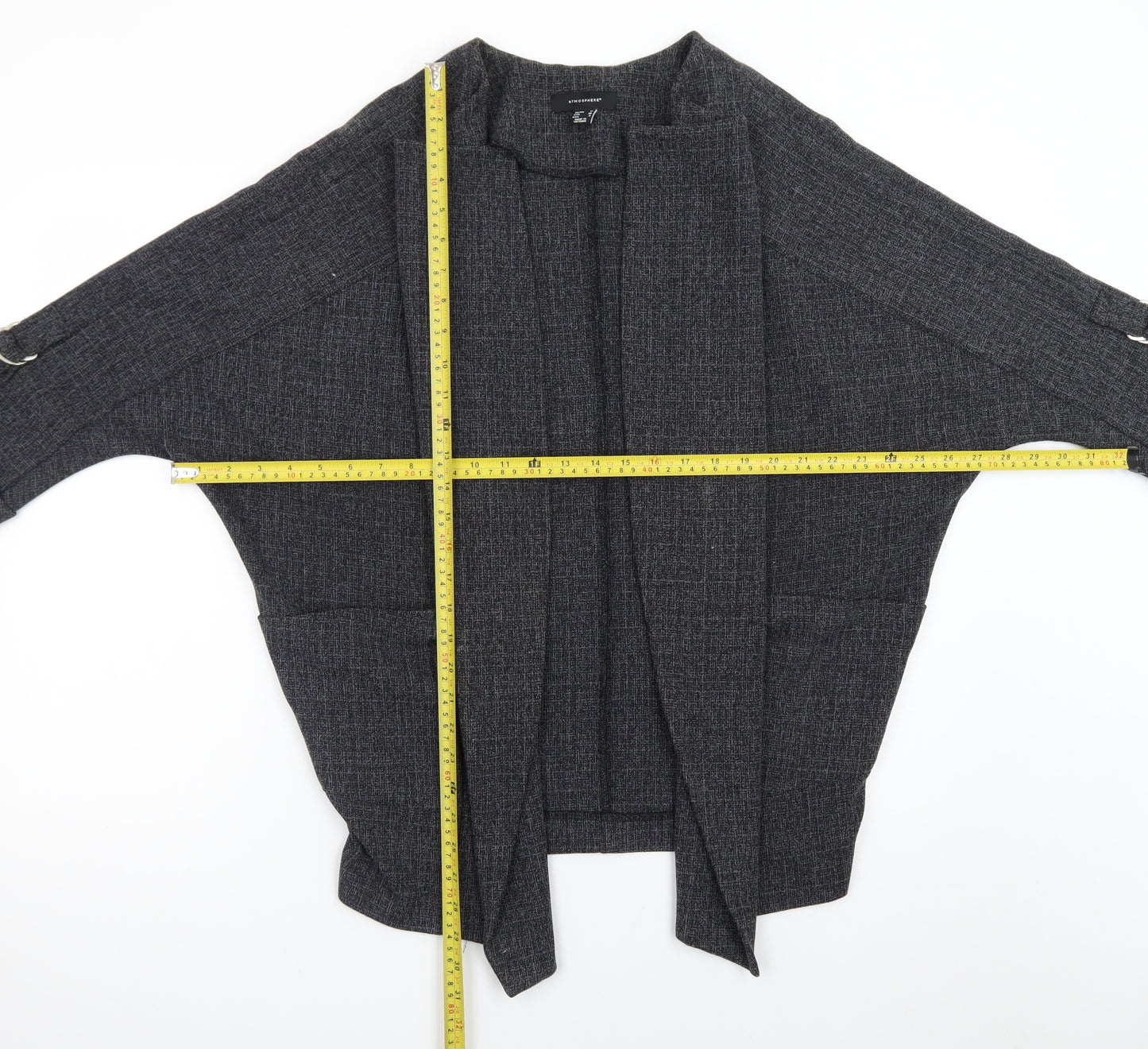 Atmosphere Women Grey Size 10 Open Knit 3/4 Sleeve Cardigan