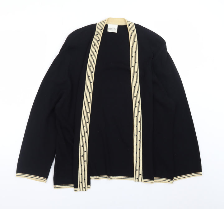 Eastex Women Black Beige Open Cardigan Size 16 Viscose Blend