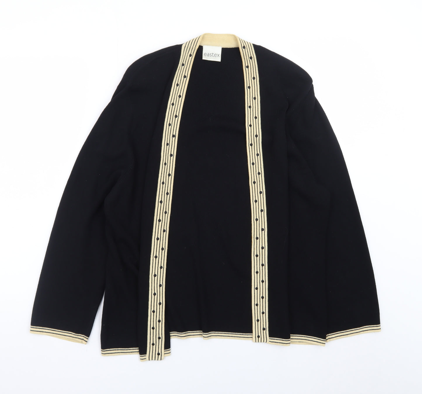 Eastex Women Black Beige Open Cardigan Size 16 Viscose Blend