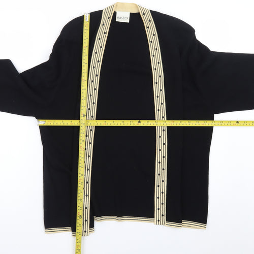 Eastex Women Black Beige Open Cardigan Size 16 Viscose Blend