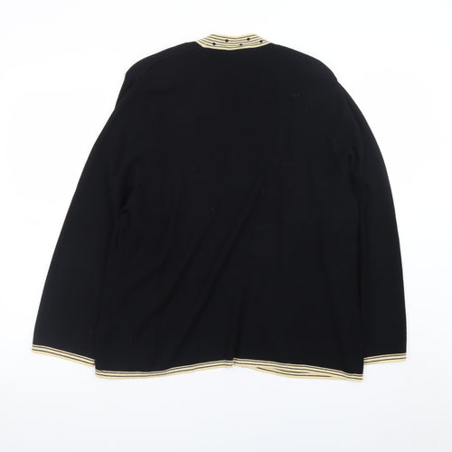 Eastex Women Black Beige Open Cardigan Size 16 Viscose Blend