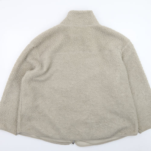 MAMA Women Beige Fleece Zip Jacket Size 16 Regular Fit