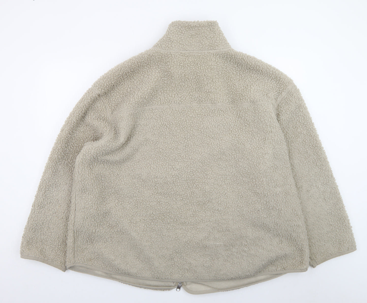 MAMA Women Beige Fleece Zip Jacket Size 16 Regular Fit