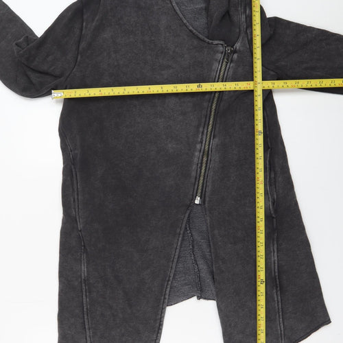 H&M Divided Womens Black Asymmetric Full Zip Hooded Sweatshirt S