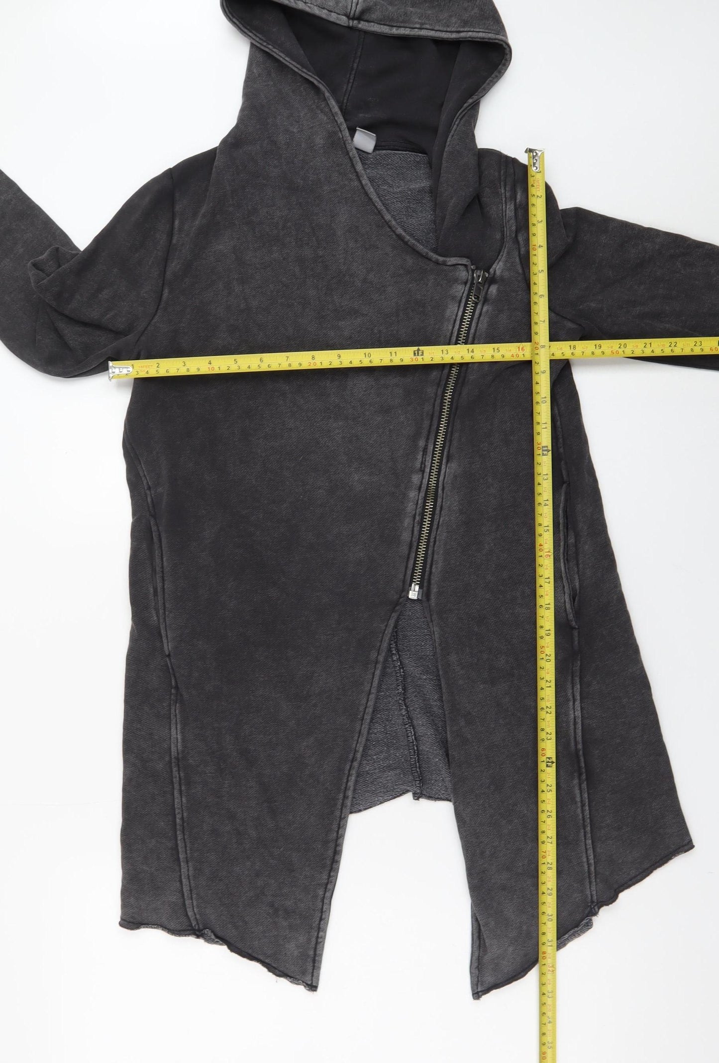 H&M Divided Womens Black Asymmetric Full Zip Hooded Sweatshirt S