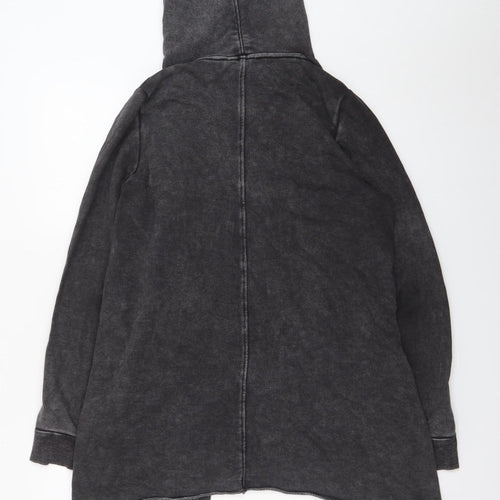 H&M Divided Womens Black Asymmetric Full Zip Hooded Sweatshirt S
