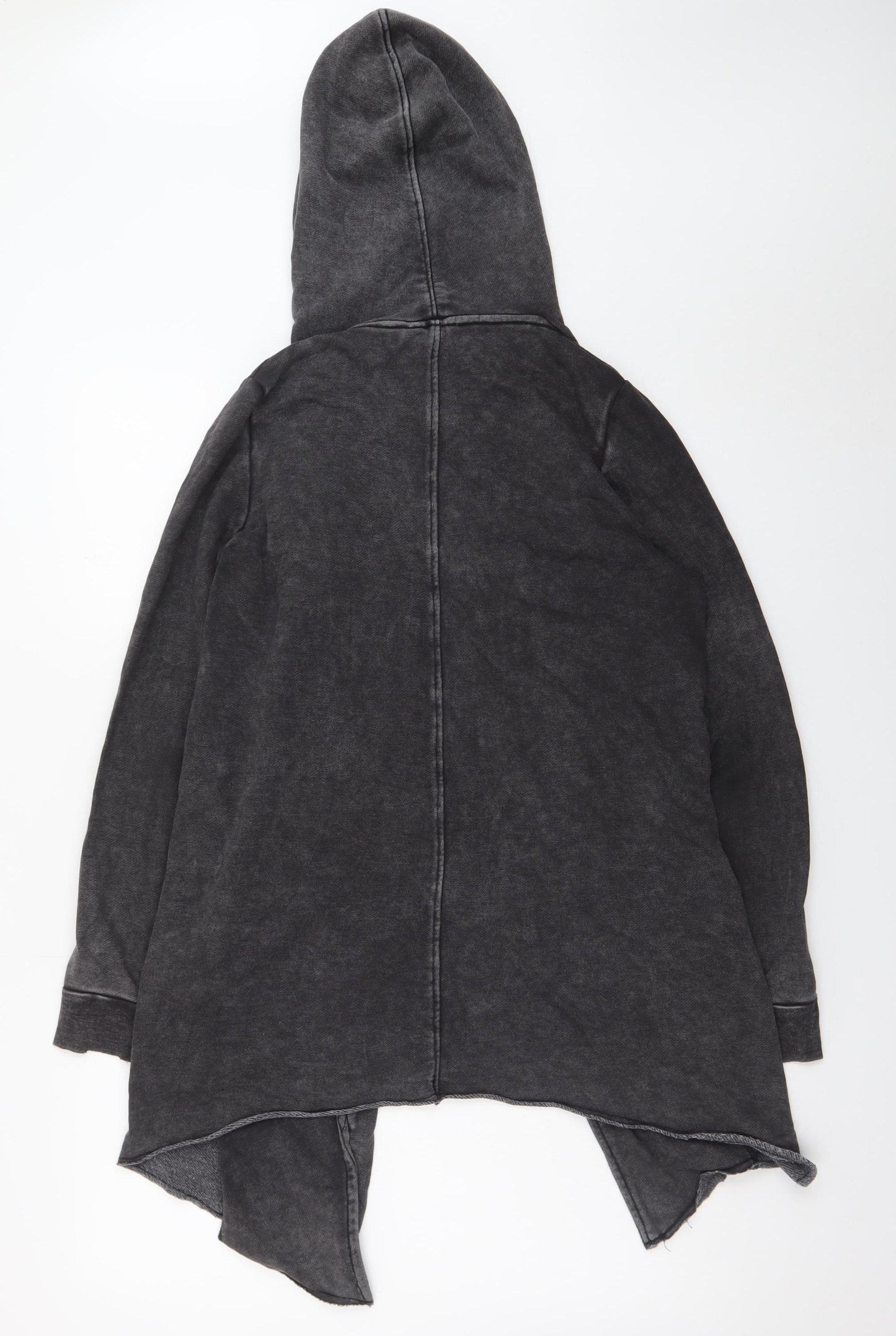 H&M Divided Womens Black Asymmetric Full Zip Hooded Sweatshirt S