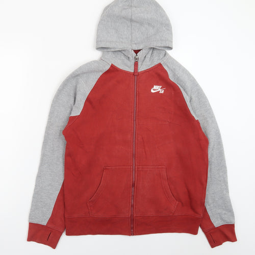Nike SB Teens Red Grey Full Zip Hoodie XL Skateboard Style
