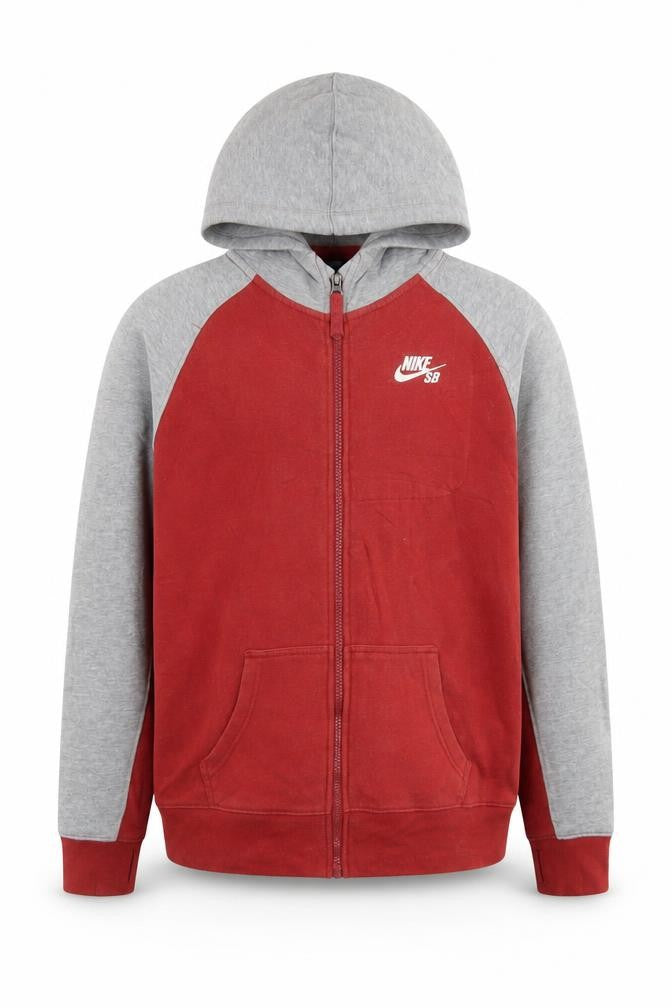 Nike SB Teens Red Grey Full Zip Hoodie XL Skateboard Style